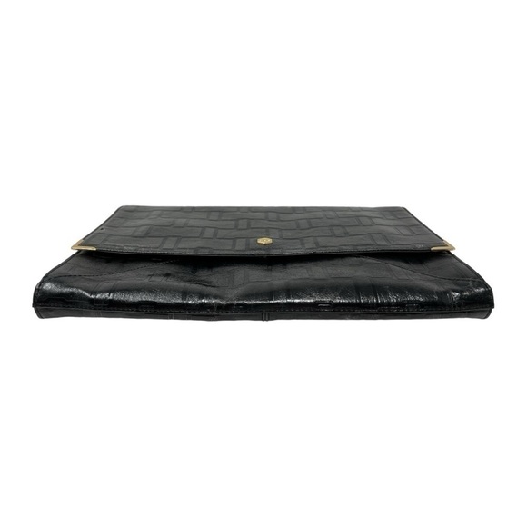LODIS Oversized Black Embossed Geometric Pattern Envelope Style Clutch Purse - Picture 11 of 14